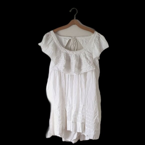 Free People Dresses & Skirts - 🔥2XHP🔥Free People NWT Hailey Mini Dress White Ruffle  Pintucked Keyhole Small